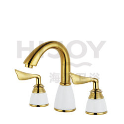 Double handle three-hole basin mixer