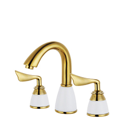 Double handle three-hole basin mixer