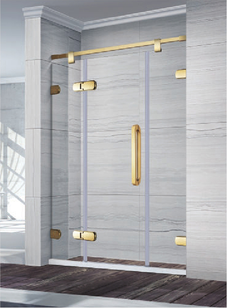 Square copper hinge shower room